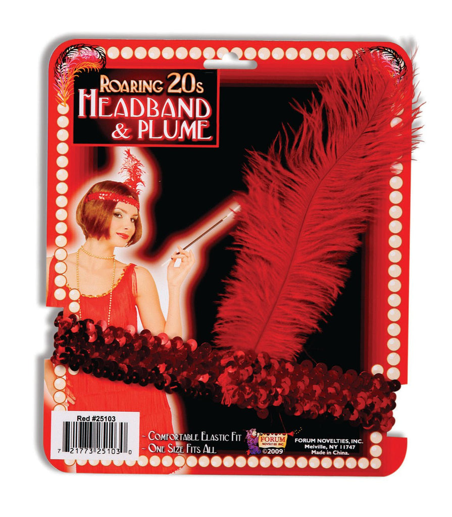 Roaring 20S Headband & Plume - Adult Rubies