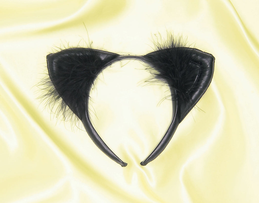 Cat Ears Faux Leather Black - Adult Rubies