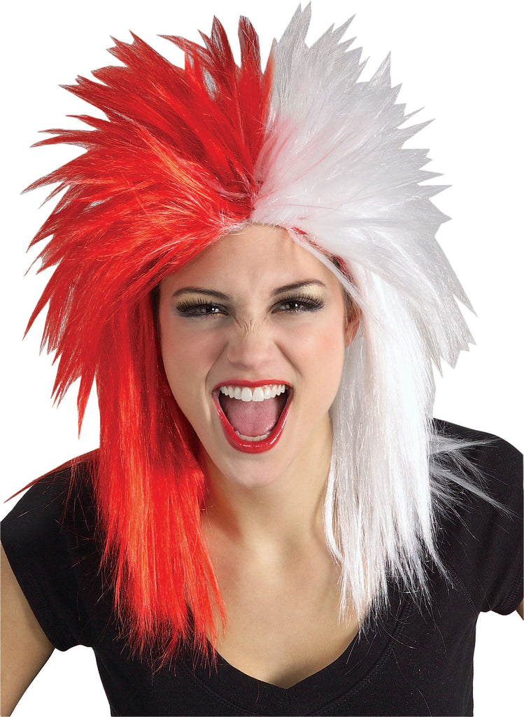 Sport Fanatic Red/White Wig Adult Rubies