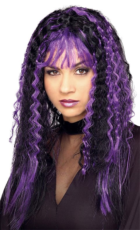 Crimped Purple And Black Witch Wig - Adult Rubies