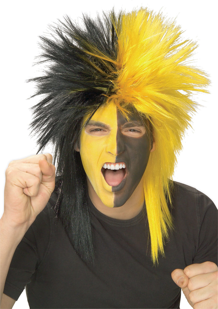 Sport Fanatic Black/Yellow Wig - Adult Rubies