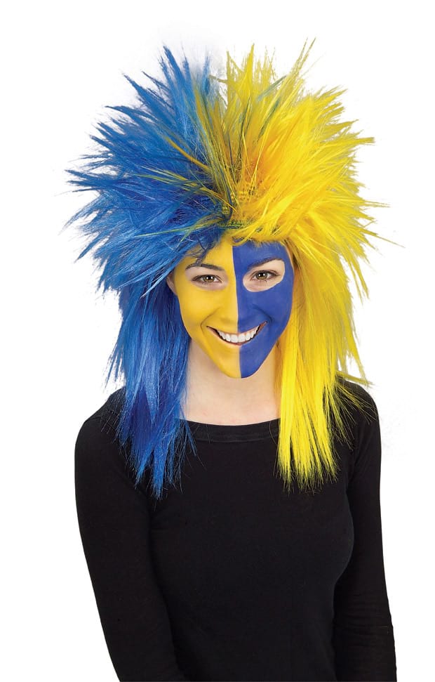Sport Fanatic Blue/Yellow Wig - Adult Rubies