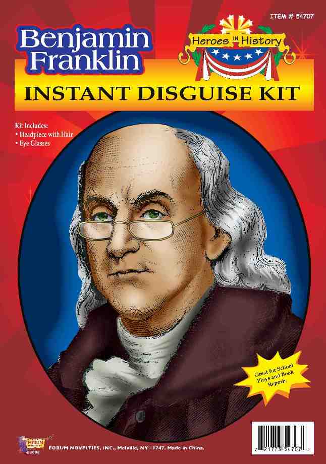 Benjamin Franklin Wig & Eyeglasses Kit - Adult Rubies