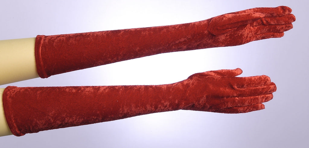 Red Velvet Long Gloves - Adult Rubies