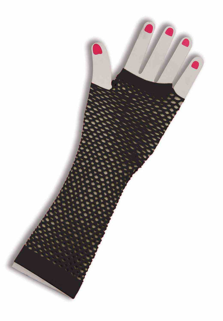Fishnet Long Fingerless Gloves Black - Adult Rubies