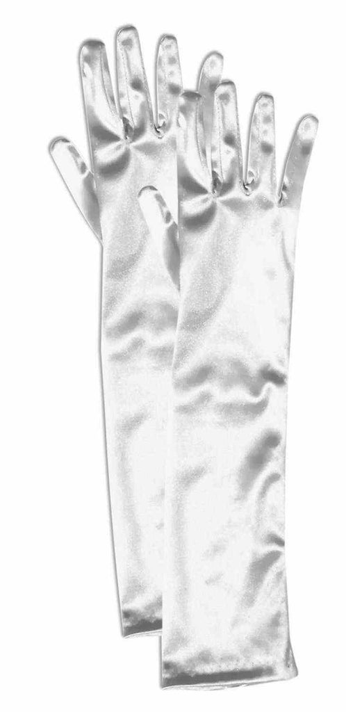 Satin Gloves  - Long - White - Child Rubies