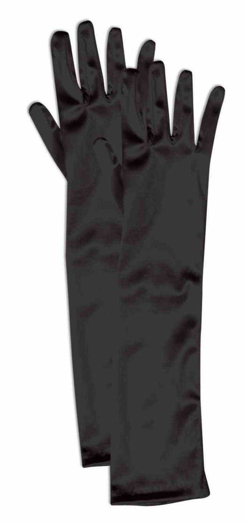 Satin Gloves - Long Black - Child Rubies
