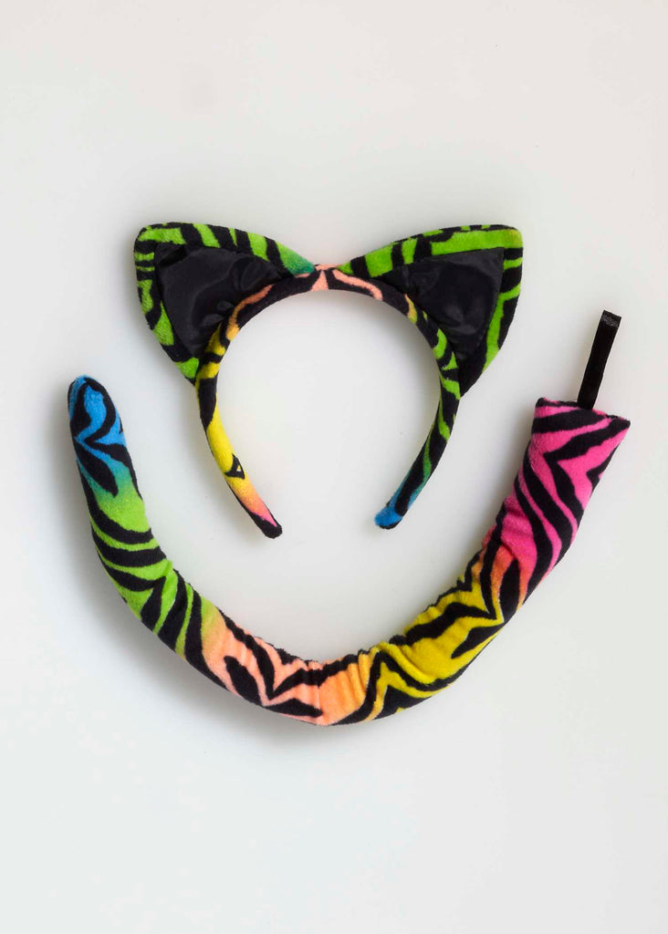 Ears & Tail Set  - Rainbow Tiger Rubies