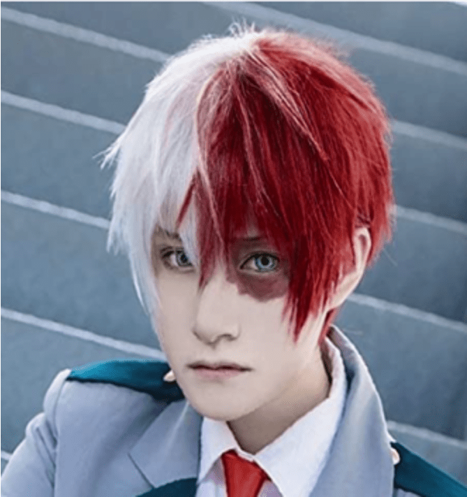 White and Maroon Anime Wig Karnival