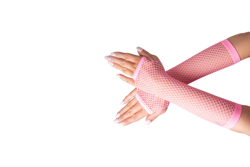 Long Fishnet Gloves - Neon Pink Karnival