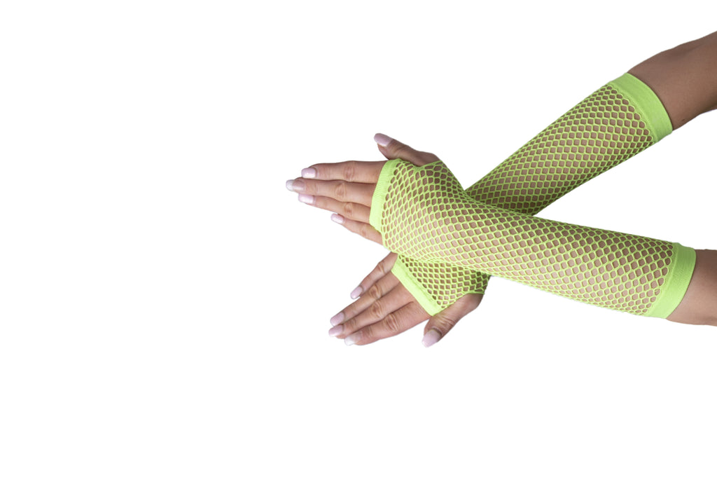 Long Fishnet Gloves - Neon Green Karnival
