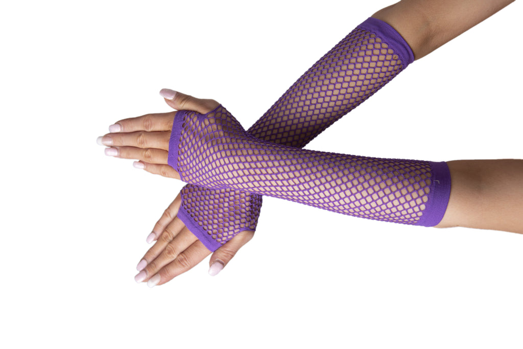 Long Fishnet Gloves - Dark Purple Karnival
