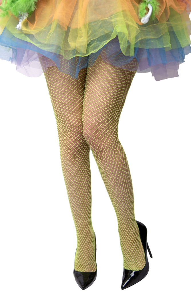 Long Fishnet Stockings - Neon Green Karnival