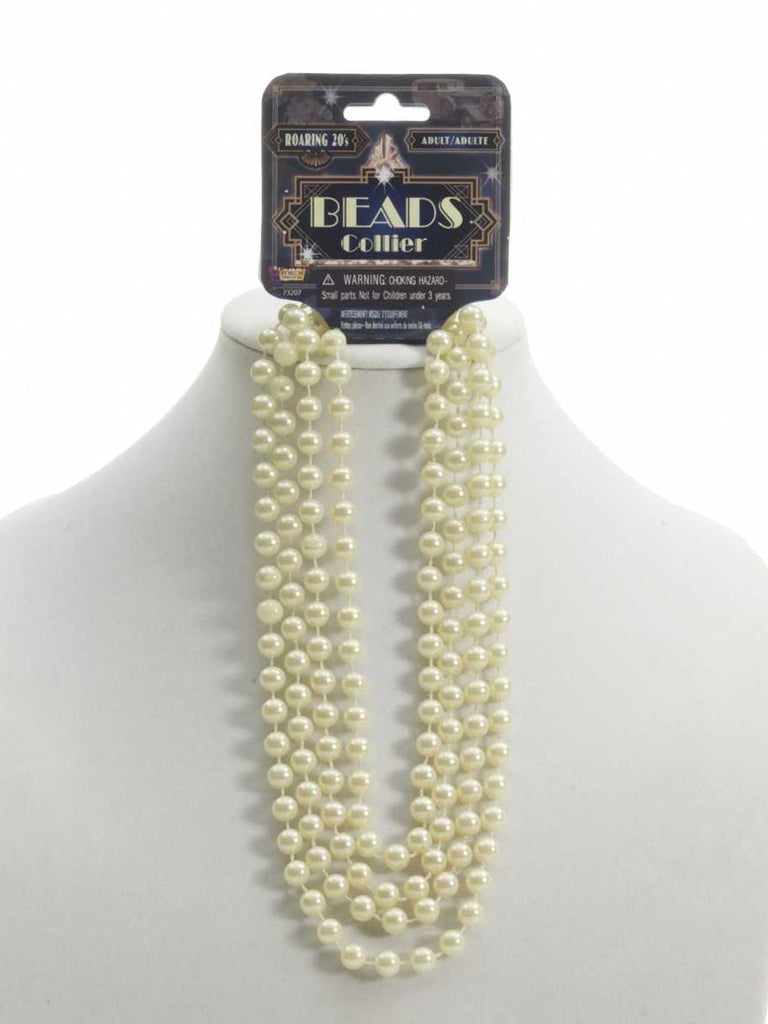 Flapper Roaring 20'S Beige Beads 72" Rubies