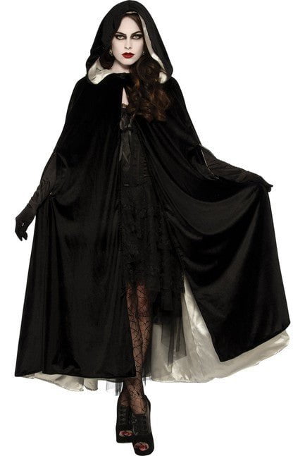 Reversible Black and White Velvet Cape