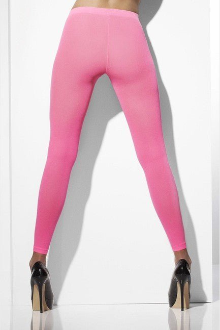 Opaque Footless Tights in Neon Pink