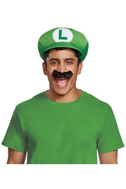 Luigi Adult Hat and Moustache - Costume Market