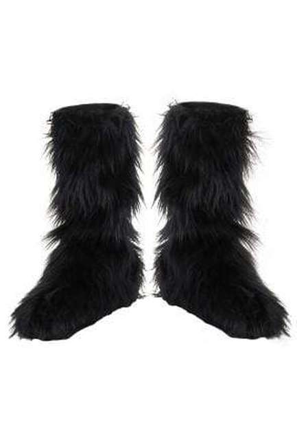 Black Furry Boot Covers - Party Australia