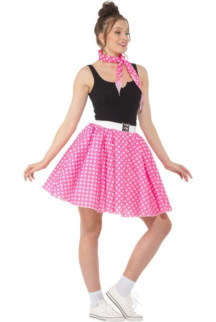 Dark Pink Polka Dot Skirt and Necktie - Party Australia