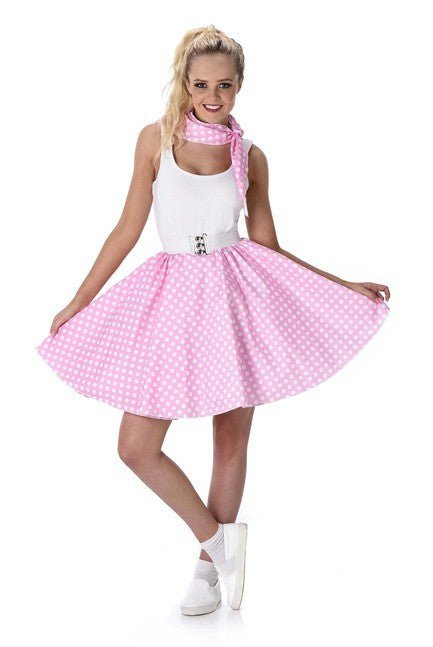 Light Pink Polka Dot Skirt and Necktie - Party Australia